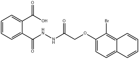 2-[(2-{2-[(1-bromo-2-naphthyl)oxy]acetyl}hydrazino)carbonyl]benzoic acid Struktur