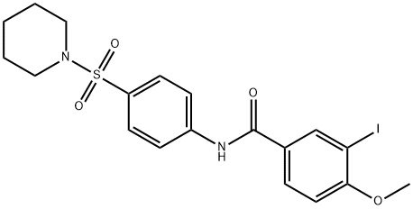 3-iodo-4-methoxy-N-[4-(1-piperidinylsulfonyl)phenyl]benzamide Struktur