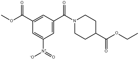 ethyl 1-[3-nitro-5-(methoxycarbonyl)benzoyl]piperidine-4-carboxylate Struktur