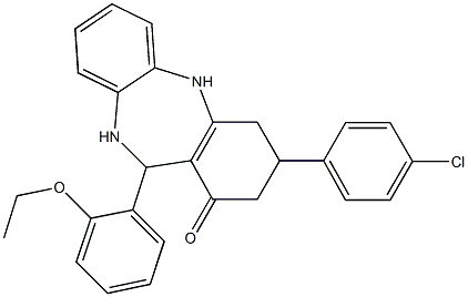 3-(4-chlorophenyl)-11-(2-ethoxyphenyl)-2,3,4,5,10,11-hexahydro-1H-dibenzo[b,e][1,4]diazepin-1-one Struktur