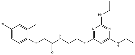 N-(2-{[4,6-bis(ethylamino)-1,3,5-triazin-2-yl]oxy}ethyl)-2-(4-chloro-2-methylphenoxy)acetamide Struktur