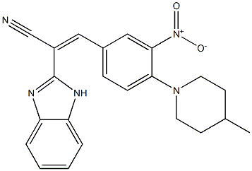 2-(1H-benzimidazol-2-yl)-3-[3-nitro-4-(4-methyl-1-piperidinyl)phenyl]acrylonitrile Struktur