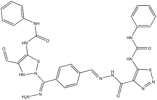 N-{4-[(2-{4-[2-({5-[(anilinocarbonyl)amino]-1,2,3-thiadiazol-4-yl}carbonyl)carbohydrazonoyl]benzylidene}hydrazino)carbonyl]-1,2,3-thiadiazol-5-yl}-N'-phenylurea Struktur