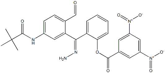 2-(2-{4-[(2,2-dimethylpropanoyl)amino]benzoyl}carbohydrazonoyl)phenyl 3,5-dinitrobenzoate Struktur