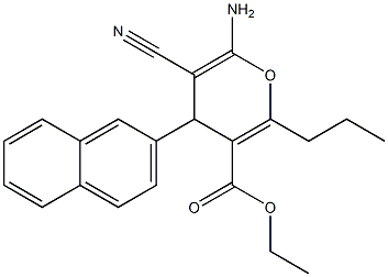 ethyl 6-amino-5-cyano-4-(2-naphthyl)-2-propyl-4H-pyran-3-carboxylate Struktur