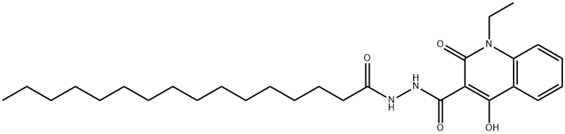 1-ethyl-N'-hexadecanoyl-4-hydroxy-2-oxo-1,2-dihydroquinoline-3-carbohydrazide Struktur