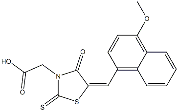 {5-[(4-methoxy-1-naphthyl)methylene]-4-oxo-2-thioxo-1,3-thiazolidin-3-yl}acetic acid Struktur