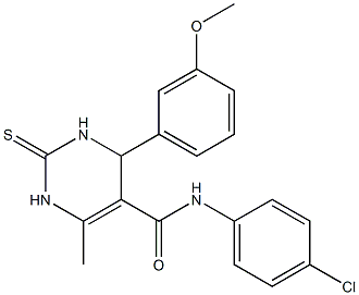 N-(4-chlorophenyl)-4-(3-methoxyphenyl)-6-methyl-2-thioxo-1,2,3,4-tetrahydro-5-pyrimidinecarboxamide Struktur