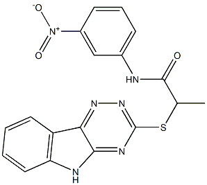 N-{3-nitrophenyl}-2-(5H-[1,2,4]triazino[5,6-b]indol-3-ylsulfanyl)propanamide Struktur