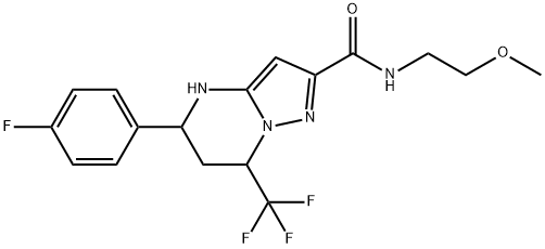 5-(4-fluorophenyl)-N-(2-methoxyethyl)-7-(trifluoromethyl)-4,5,6,7-tetrahydropyrazolo[1,5-a]pyrimidine-2-carboxamide Struktur