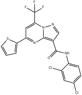 N-(2,4-dichlorophenyl)-5-(2-thienyl)-7-(trifluoromethyl)pyrazolo[1,5-a]pyrimidine-3-carboxamide Struktur