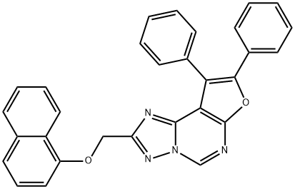 2-[(1-naphthyloxy)methyl]-8,9-diphenylfuro[3,2-e][1,2,4]triazolo[1,5-c]pyrimidine Struktur