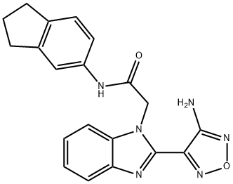 2-[2-(4-amino-1,2,5-oxadiazol-3-yl)-1H-benzimidazol-1-yl]-N-(2,3-dihydro-1H-inden-5-yl)acetamide Struktur