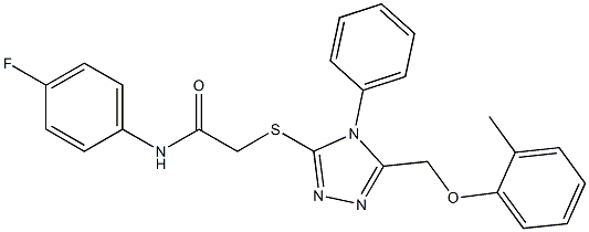 N-(4-fluorophenyl)-2-({5-[(2-methylphenoxy)methyl]-4-phenyl-4H-1,2,4-triazol-3-yl}sulfanyl)acetamide Struktur