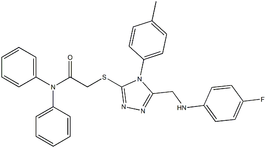 2-{[5-[(4-fluoroanilino)methyl]-4-(4-methylphenyl)-4H-1,2,4-triazol-3-yl]sulfanyl}-N,N-diphenylacetamide Struktur