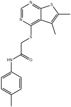 2-[(5,6-dimethylthieno[2,3-d]pyrimidin-4-yl)sulfanyl]-N-(4-methylphenyl)acetamide Struktur