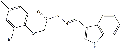 2-(2-bromo-4-methylphenoxy)-N'-(1H-indol-3-ylmethylene)acetohydrazide Struktur