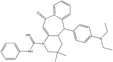 5-[4-(diethylamino)phenyl]-3,3-dimethyl-10-oxo-N-phenyl-3,4,5,10-tetrahydro[2]benzothiepino[3,4-b]pyridine-1(2H)-carboximidamide Struktur