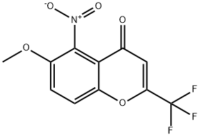 6-methoxy-5-nitro-2-(trifluoromethyl)chromen-4-one Struktur