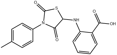 2-{[3-(4-methylphenyl)-2,4-dioxo-1,3-thiazolidin-5-yl]amino}benzoic acid Struktur