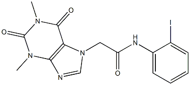 2-(1,3-dimethyl-2,6-dioxo-1,2,3,6-tetrahydro-7H-purin-7-yl)-N-(2-iodophenyl)acetamide Struktur