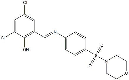 2,4-dichloro-6-({[4-(4-morpholinylsulfonyl)phenyl]imino}methyl)phenol Struktur