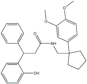 N-{[1-(3,4-dimethoxyphenyl)cyclopentyl]methyl}-3-(2-hydroxyphenyl)-3-phenylpropanamide Struktur