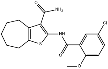 2-[(5-chloro-2-methoxybenzoyl)amino]-5,6,7,8-tetrahydro-4H-cyclohepta[b]thiophene-3-carboxamide Struktur