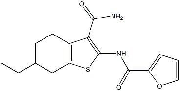 N-[3-(aminocarbonyl)-6-ethyl-4,5,6,7-tetrahydro-1-benzothien-2-yl]-2-furamide Struktur