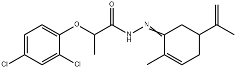 2-(2,4-dichlorophenoxy)-N'-(5-isopropenyl-2-methyl-2-cyclohexen-1-ylidene)propanohydrazide Struktur