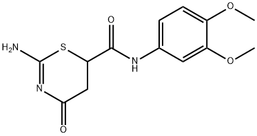 2-amino-N-(3,4-dimethoxyphenyl)-4-oxo-5,6-dihydro-4H-1,3-thiazine-6-carboxamide Struktur