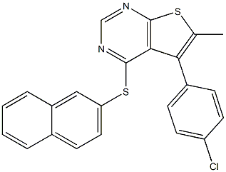 5-(4-chlorophenyl)-6-methyl-4-(2-naphthylsulfanyl)thieno[2,3-d]pyrimidine Struktur