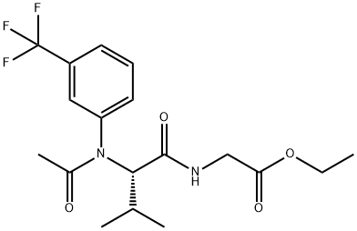 Glycine, N-acetyl-N-[3-(trifluoromethyl)phenyl]valyl-, ethyl ester Struktur