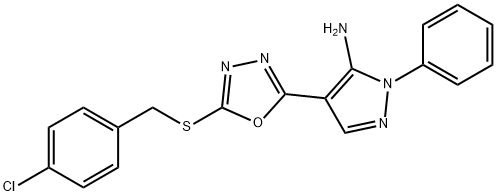 4-{5-[(4-chlorobenzyl)sulfanyl]-1,3,4-oxadiazol-2-yl}-1-phenyl-1H-pyrazol-5-amine Struktur