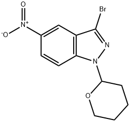 3-bromo-5-nitro-1-(oxan-2-yl)-1H-indazole Struktur