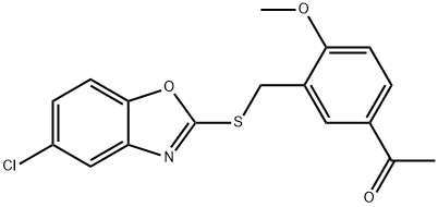 1-(3-{[(5-chloro-1,3-benzoxazol-2-yl)sulfanyl]methyl}-4-methoxyphenyl)ethanone Struktur