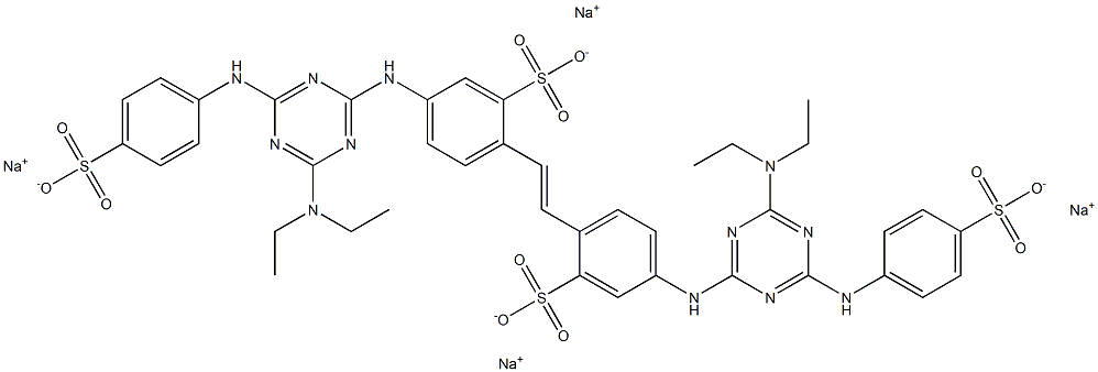 tetrasodium 2,2'-ethene-1,2-diylbis[5-({4-[diethylamino]-6-[(4-sulfonatophenyl)amino]-1,3,5-triazin-2-yl}amino)benzenesulfonate] Struktur