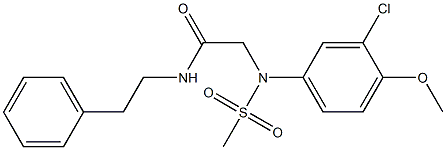 2-[3-chloro-4-methoxy(methylsulfonyl)anilino]-N-(2-phenylethyl)acetamide Struktur