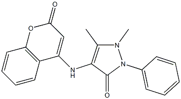 1,5-dimethyl-4-[(2-oxo-2H-chromen-4-yl)amino]-2-phenyl-1,2-dihydro-3H-pyrazol-3-one Struktur