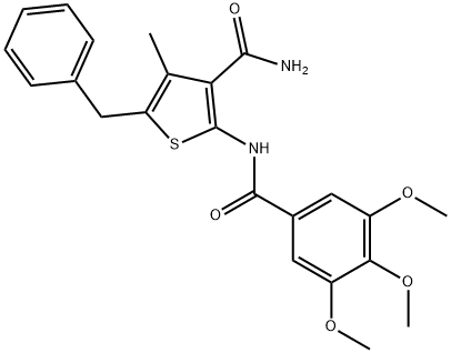 5-benzyl-4-methyl-2-[(3,4,5-trimethoxybenzoyl)amino]-3-thiophenecarboxamide Struktur