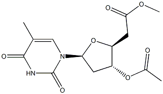 [(2S,3R,5S)-3-acetoxy-5-(5-methyl-2,4-dioxo-3,4-dihydropyrimidin-1(2H)-yl)tetrahydrofuran-2-yl]methyl acetate Struktur