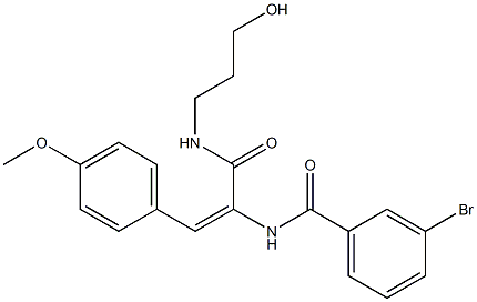 3-bromo-N-[1-{[(3-hydroxypropyl)amino]carbonyl}-2-(4-methoxyphenyl)vinyl]benzamide Struktur