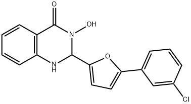 2-[5-(3-chlorophenyl)-2-furyl]-3-hydroxy-2,3-dihydro-4(1H)-quinazolinone Struktur