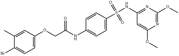 2-(4-bromo-3-methylphenoxy)-N-(4-{[(2,6-dimethoxy-4-pyrimidinyl)amino]sulfonyl}phenyl)acetamide Struktur