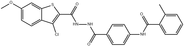 N-[4-({2-[(3-chloro-6-methoxy-1-benzothien-2-yl)carbonyl]hydrazino}carbonyl)phenyl]-2-methylbenzamide Struktur