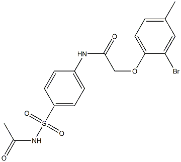 N-{4-[(acetylamino)sulfonyl]phenyl}-2-(2-bromo-4-methylphenoxy)acetamide Struktur