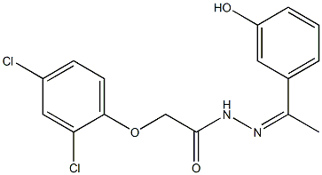 2-(2,4-dichlorophenoxy)-N'-[1-(3-hydroxyphenyl)ethylidene]acetohydrazide Struktur