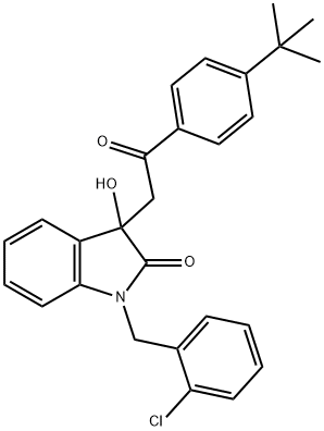 3-[2-(4-tert-butylphenyl)-2-oxoethyl]-1-(2-chlorobenzyl)-3-hydroxy-1,3-dihydro-2H-indol-2-one Struktur