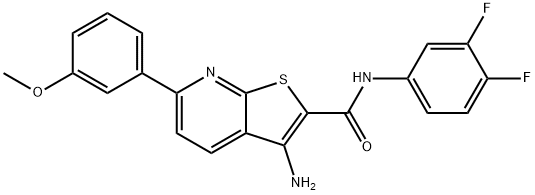 3-amino-N-(3,4-difluorophenyl)-6-(3-methoxyphenyl)thieno[2,3-b]pyridine-2-carboxamide Struktur