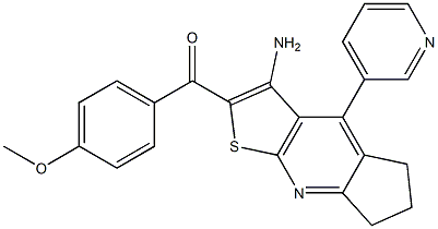 [3-amino-4-(3-pyridinyl)-6,7-dihydro-5H-cyclopenta[b]thieno[3,2-e]pyridin-2-yl](4-methoxyphenyl)methanone Struktur